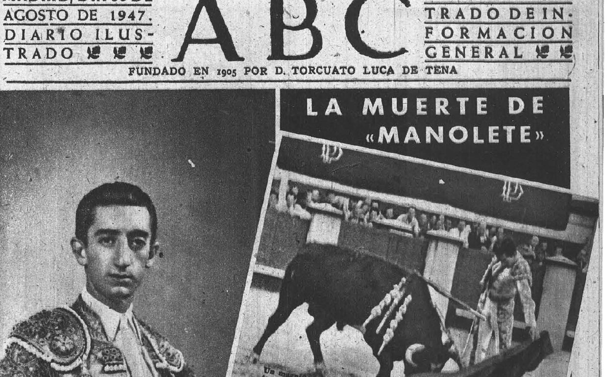 Portada del diario ABC el 30 de agosto de 1947, que incluía tres fotografías del diestro
