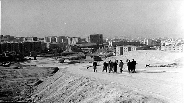 Autoridades municipales, en el Cerro del Tío Pío en los años 60