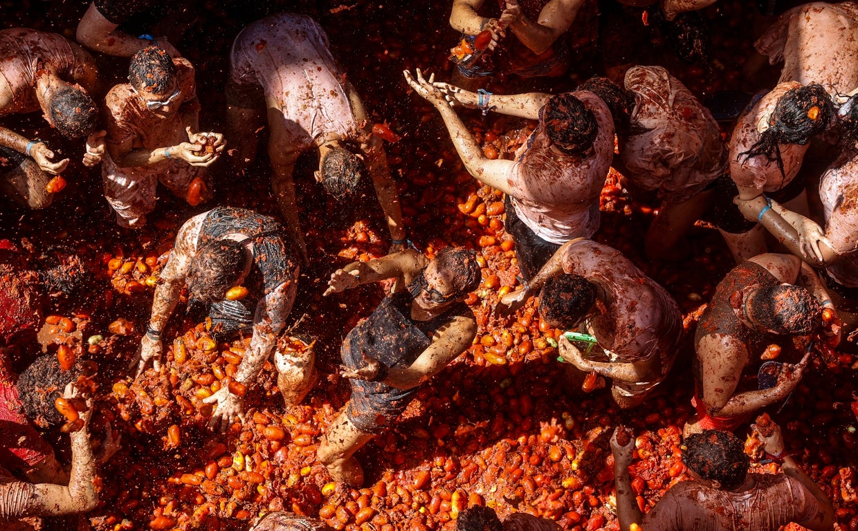 Imagen tomada durante la Tomatina de Buñol en Valencia
