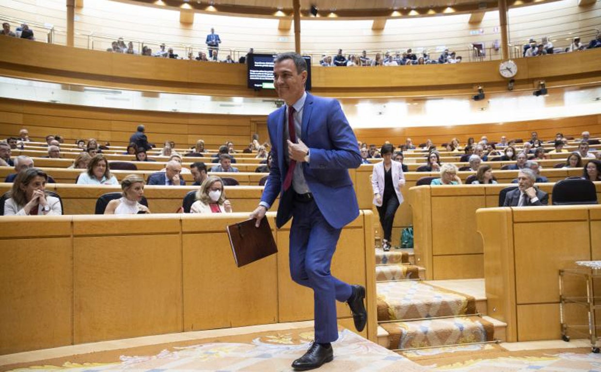 Sánchez, durante una de sus comparecencias en el Senado