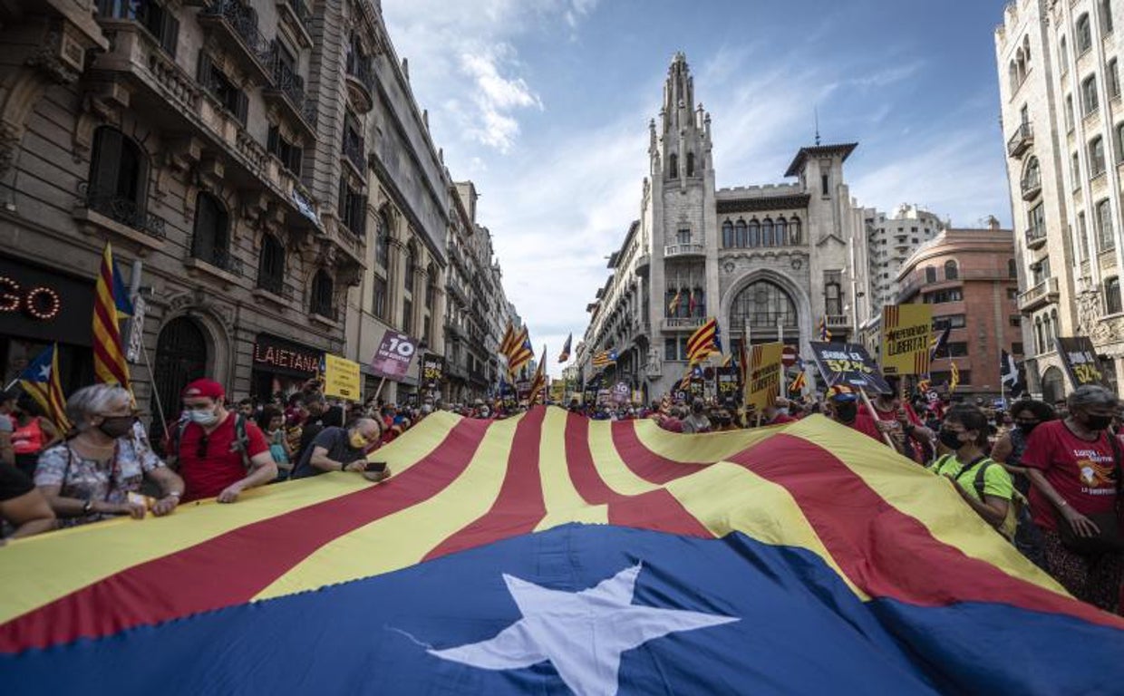 Manifestación de la Diada de 2021, en la Vía Layetana de Barcelona
