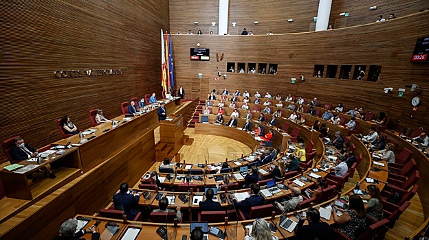 Imagen de las Cortes Valencianas tomada durante la última comparecencia de Ximo Puig