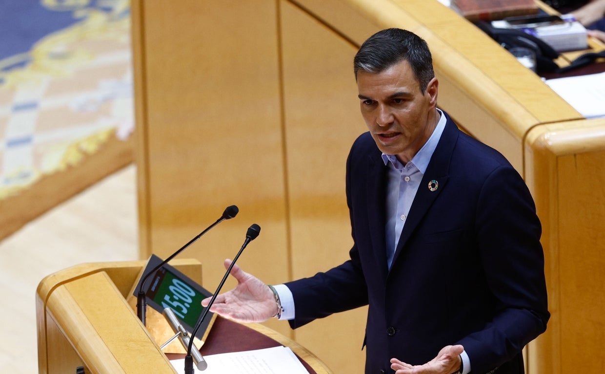 Pedro Sánchez durante su intervención en el Senado