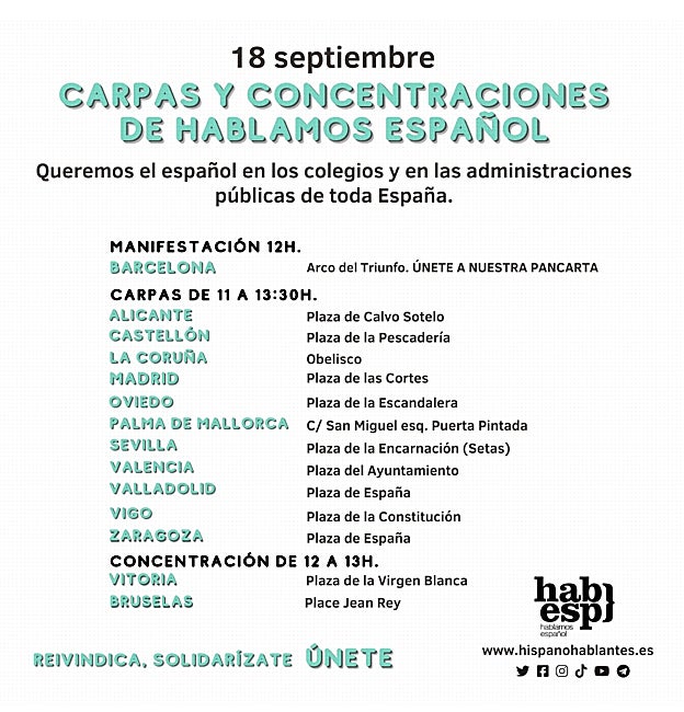 Convocan concentraciones tras los últimos casos de discriminación lingüística a profesores y alumnos por utilizar el español