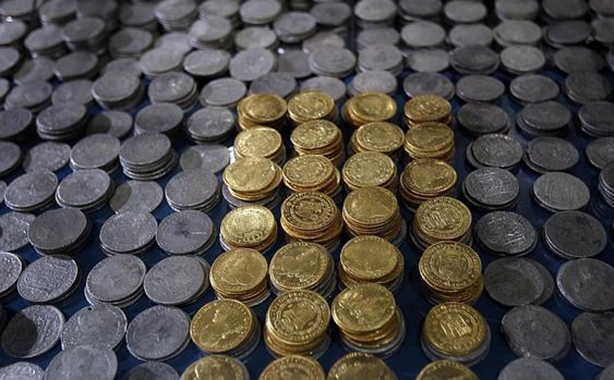 Algunas de las monedas recuperadas de este pecio