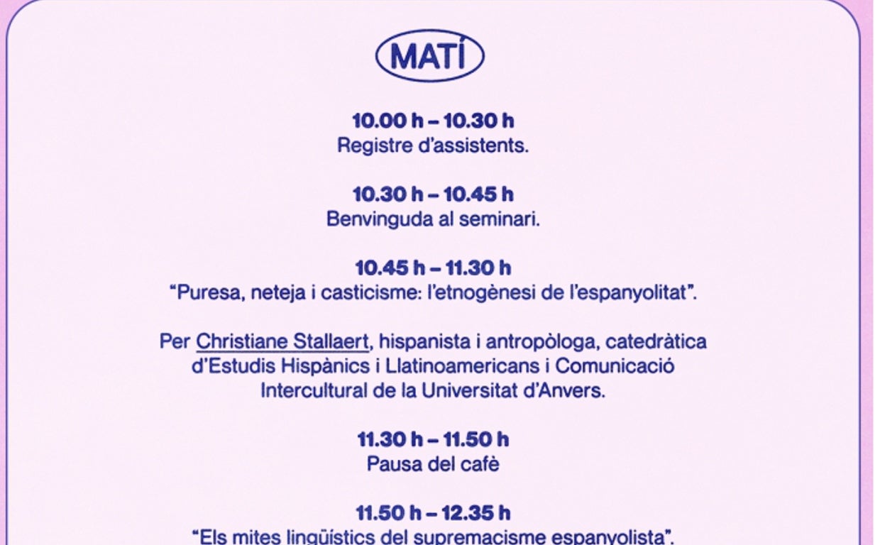 Imagen del cartel del seminario de Plataforma per la Llengua