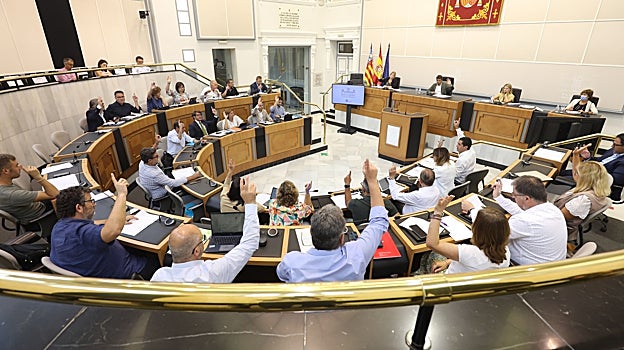 Una votación en la sesión plenaria de este miércoles en la Diputación de Alicante