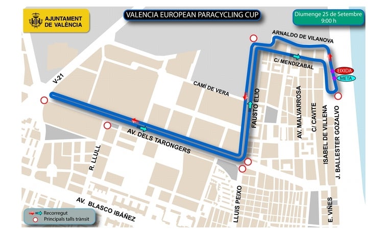 Cortes de tráfico, calles cortadas y líneas de la EMT desviadas el domingo 25 de septiembre en Valencia