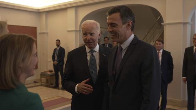 Pedro Sánchez junto al presidente de EE.UU., Joe Biden,