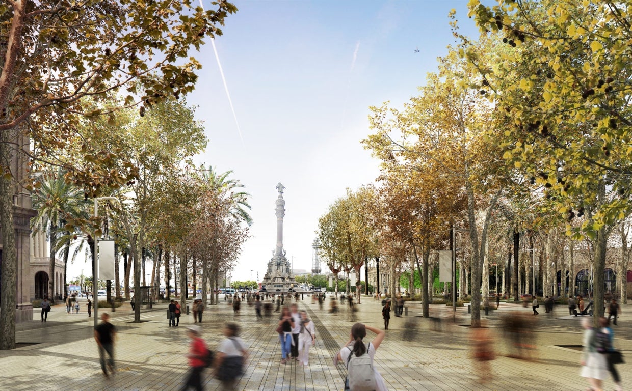 Render de la reforma a la altura del monumento a Colón