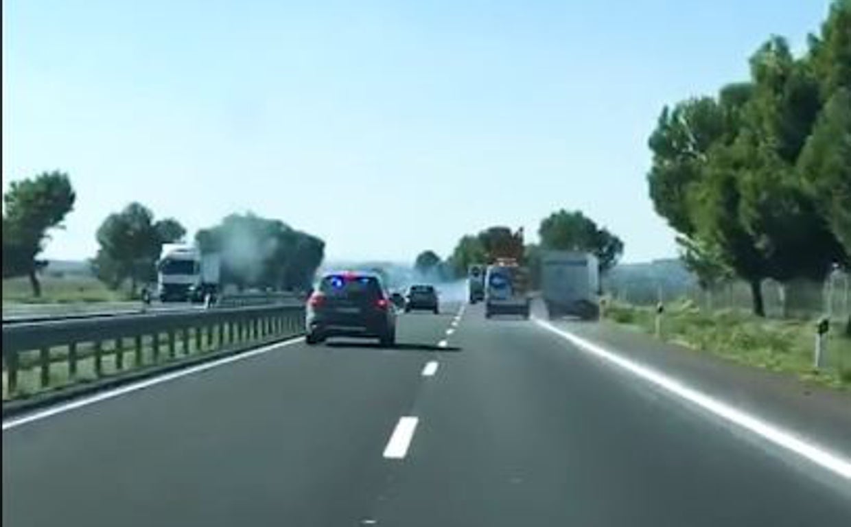 Momento en el que la furgoneta se sale de la autovía