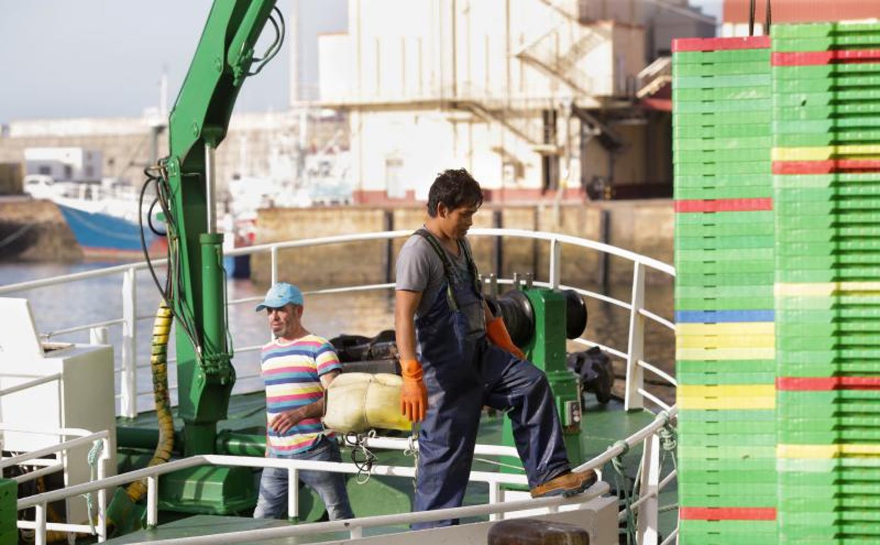 Marineros en el puerto de Burela, uno de los más afectados por el veto a la pesca de fondo