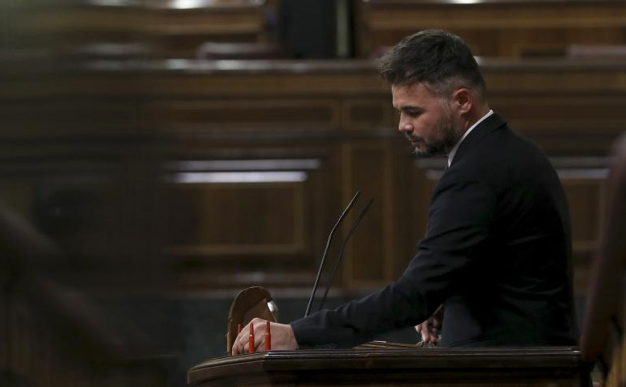 El republicano Gabriel Rufián durante una intervención en el Congreso