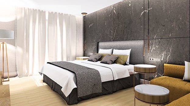 infografía de una de las habitaciones que tendrá el hotel Mezquita Center