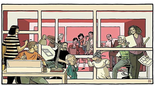 Diorama de Paco Roca con la historia del cómic español