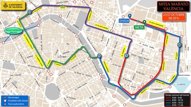 Medio Maratón Valencia 2022: cuándo empiezan los cortes de tráfico, calles afectadas y líneas de autobuses desviadas