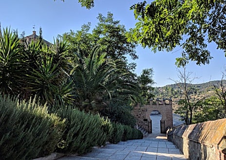 Imagen secundaria 1 - La terraza se encuentra en la calle Cortes, 1, en un camino rodeado de vegetación que da acceso al Parlamento regional. El establecimiento, que rerentan Julio Luis y Esperanza García, fue construida sobre el antiguo corral de la casa familiar, en una zona de rodaderos y de las traseras de las casas 