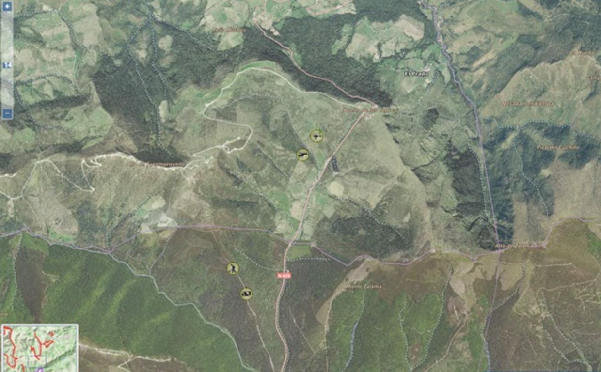 Mapa de la zona del incendio