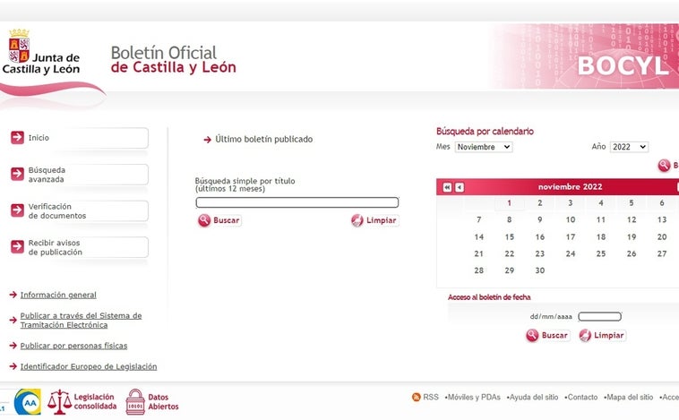 El Boletín Oficial de Castilla y León, sobresaliente en accesibilidad