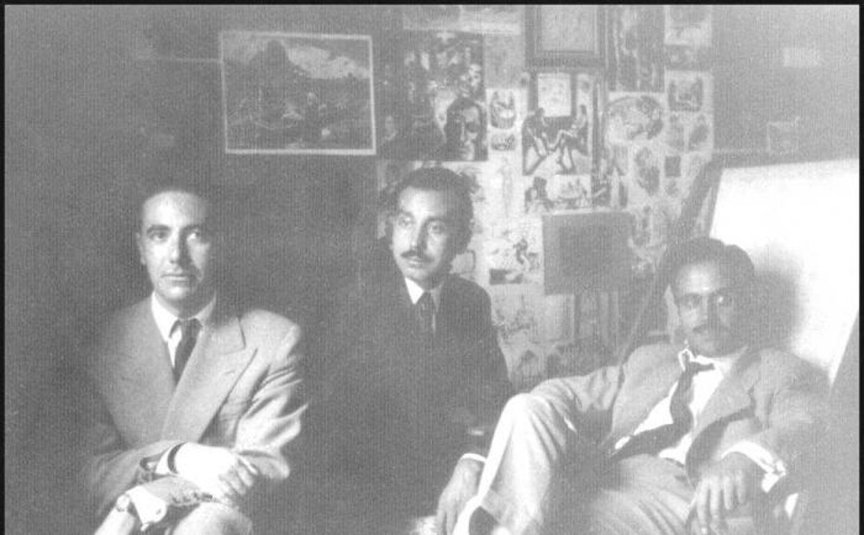 Julio Aumente, Pablo García Baena y Miguel del Moral, integrantes de Cántico, en una imagen historica