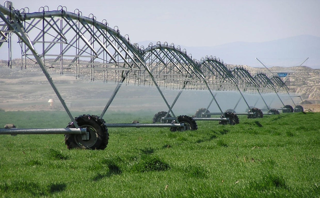 Sistema de riego en una explotación agraria