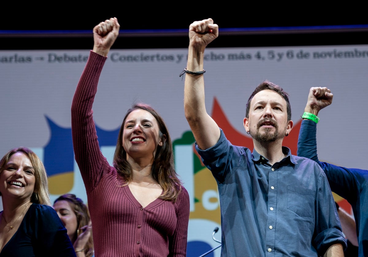 Irene Montero y Pablo Iglesias, este domingo en un acto de Podemos