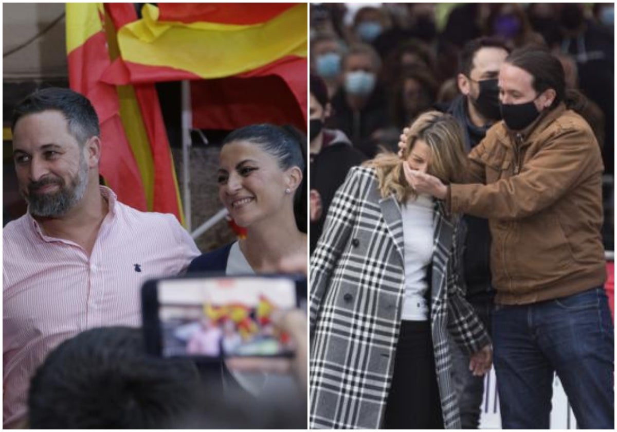 A la izquierda, Abascal y Olona; a la derecha Díaz e Iglesias