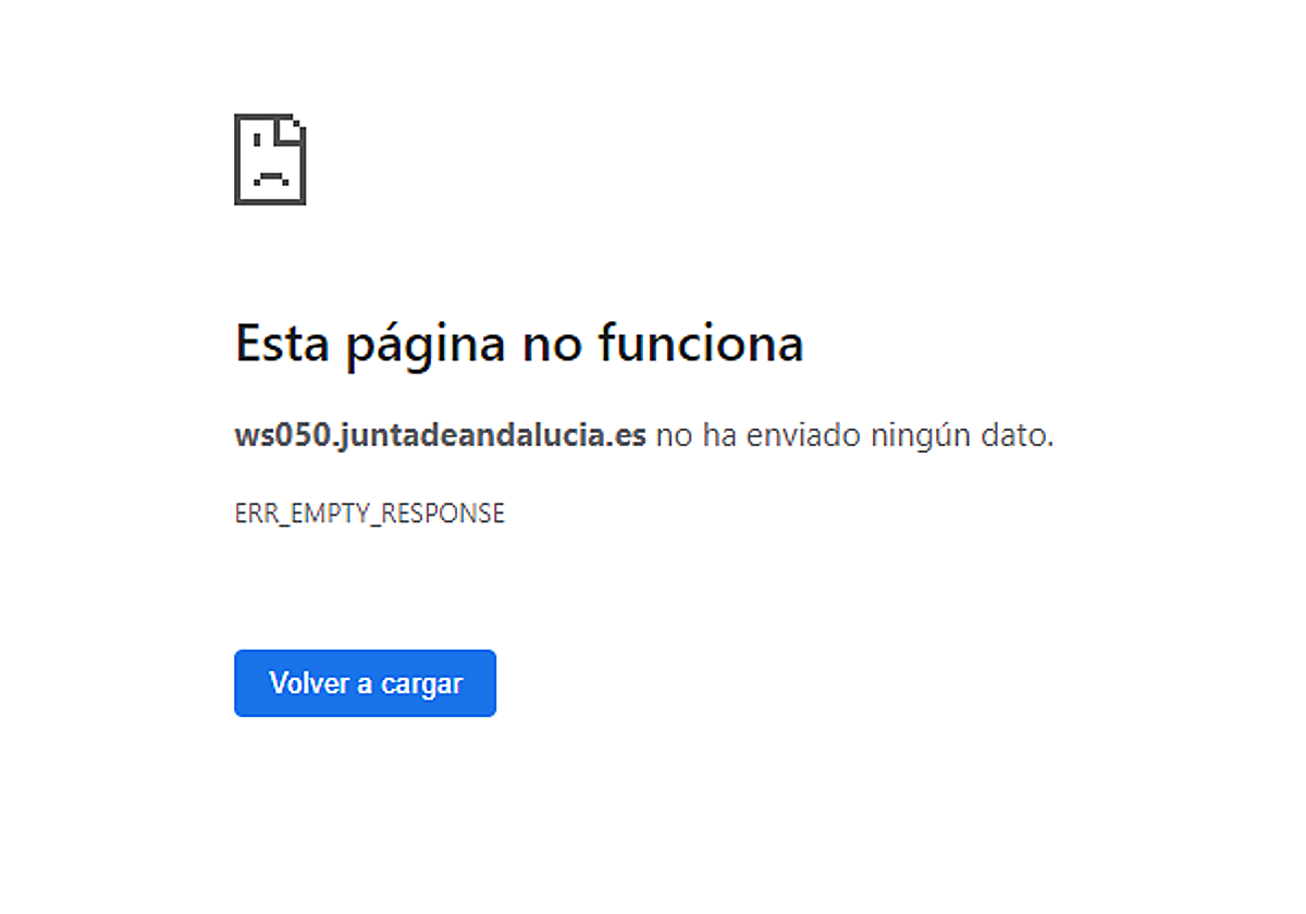 Mensaje de error de la web de solicitud del Bono Alquiler Joven