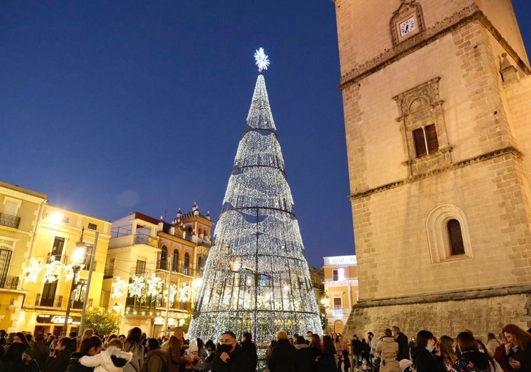 Una parte del alumbrado navideño de Badajoz en 2021