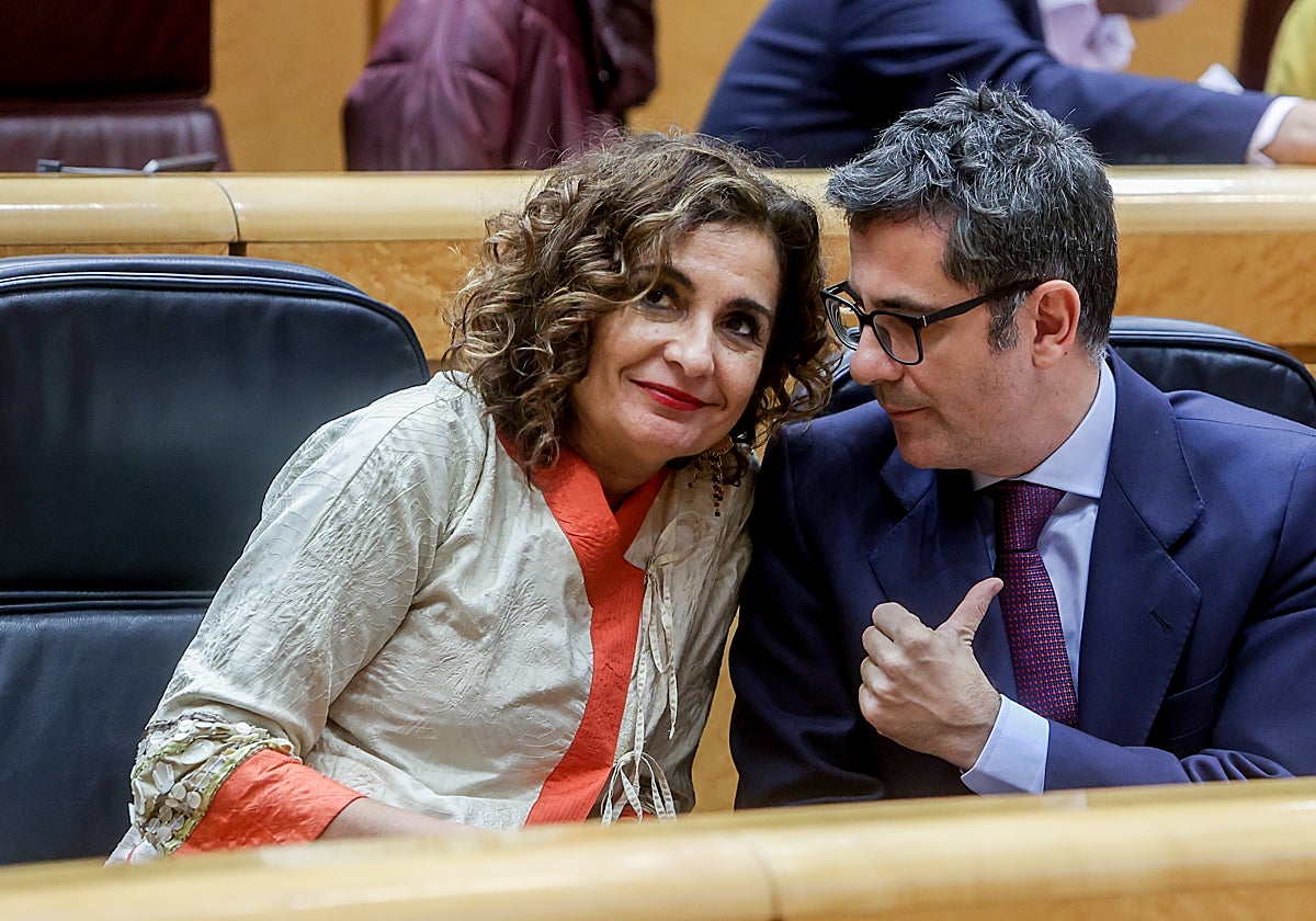 María Jesús Montero y Félix Bolaños, este martes en el Senado