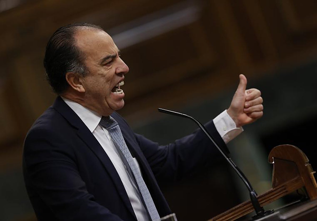 El diputado de Navarra Suma Carlos Adanero durante su intervención en el pleno del Congreso