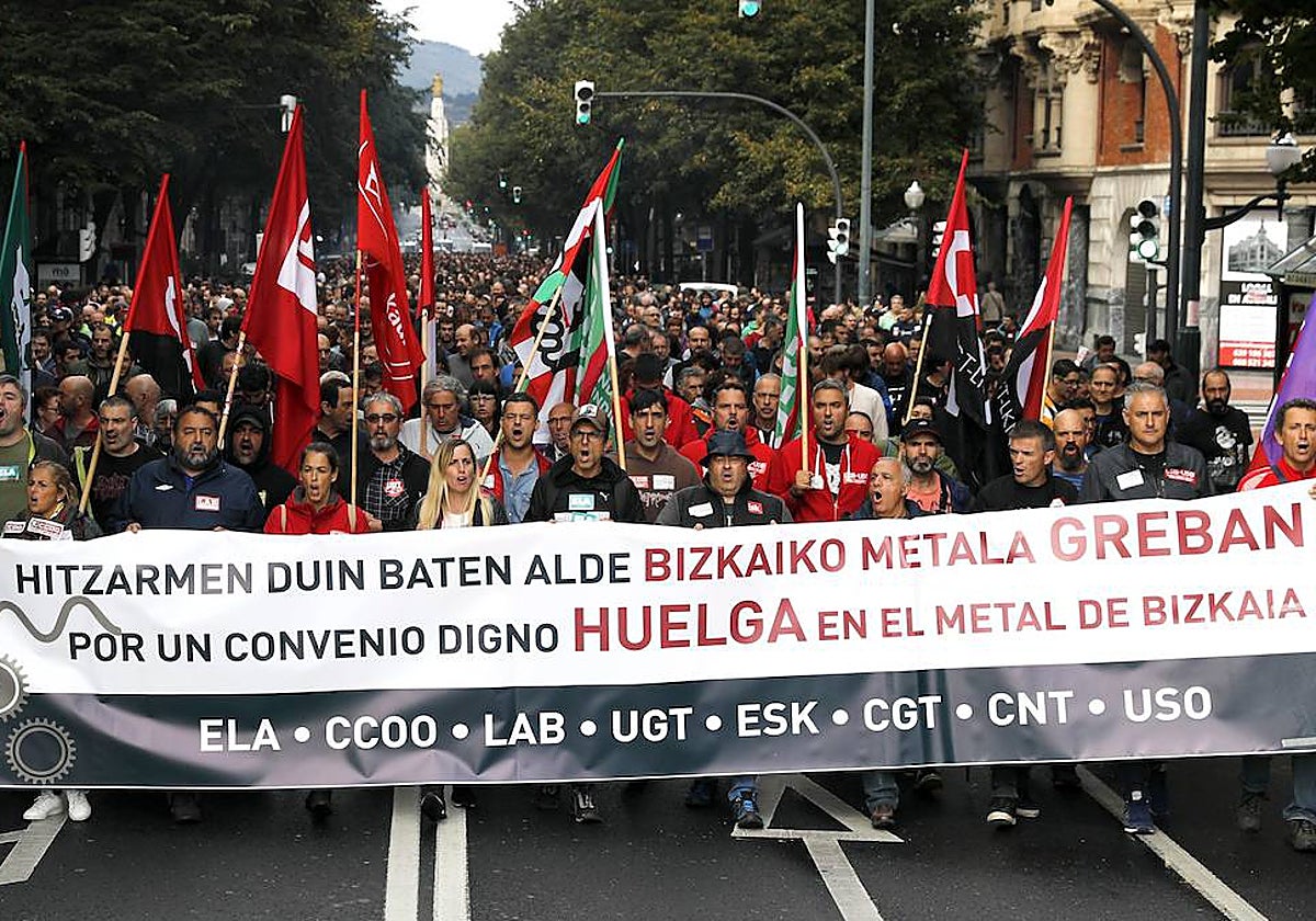 Seguimiento masivo de la primera jornada de huelga en el metal de Vizcaya