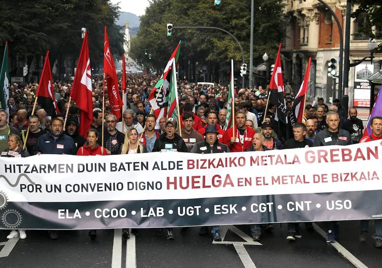 Seguimiento masivo de la primera jornada de huelga en el metal de Vizcaya