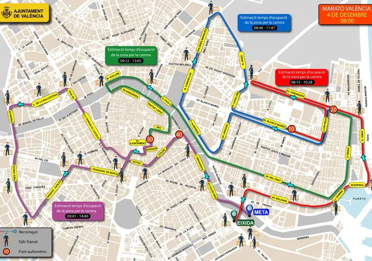 Calles cortadas y líneas de la EMT desviadas en Valencia desde el viernes 2 de diciembre por el Maratón Trinidad Alfonso