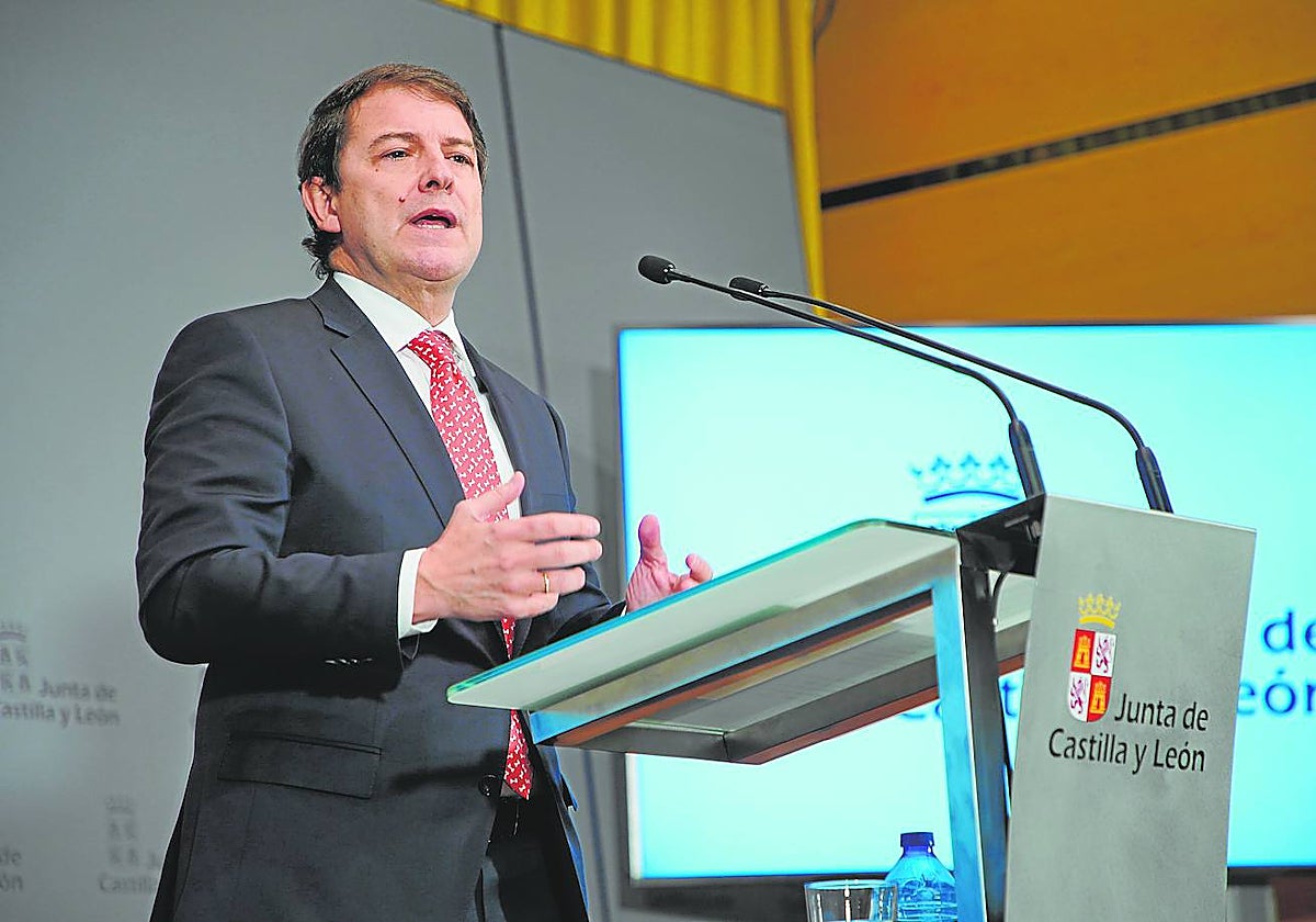 Declaración institucional de Mañueco en la sede de la Junta anunciando la ruptura del pacto de gobierno con Cs