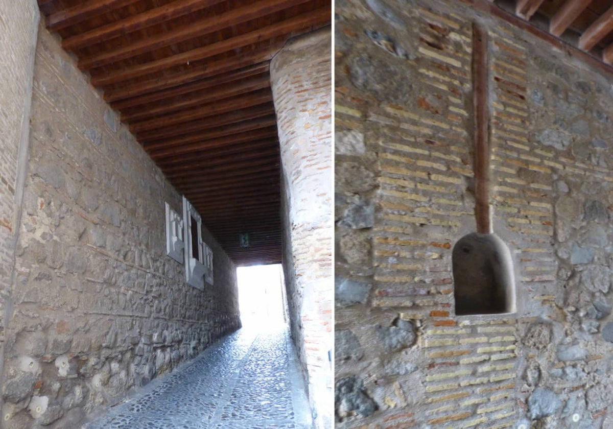 Cobertizo de Santa Clara. En el muro izquierdo, los tres cercos que acogían cuadros devocionales. Enfrente, en el muro derecho, la hornacina dispuesta para el trabajo diario de los faroleros
