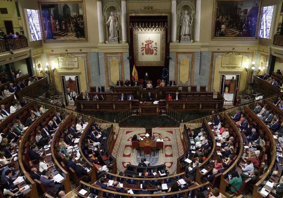 El Congreso de los Diputados durante una intervención del presidente del Gobierno, Pedro Sánchez