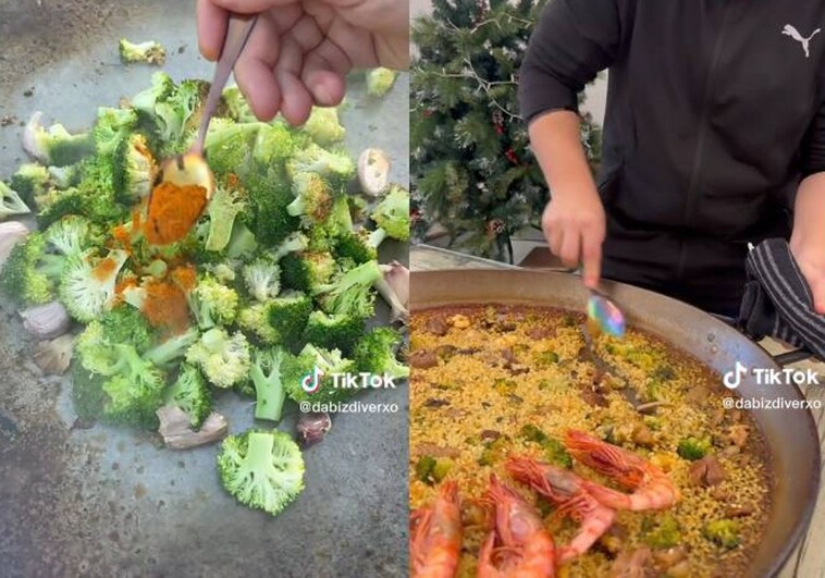 La «paella de Navidad» del chef Dabiz Muñoz: brócoli, gallo, gambas y especias