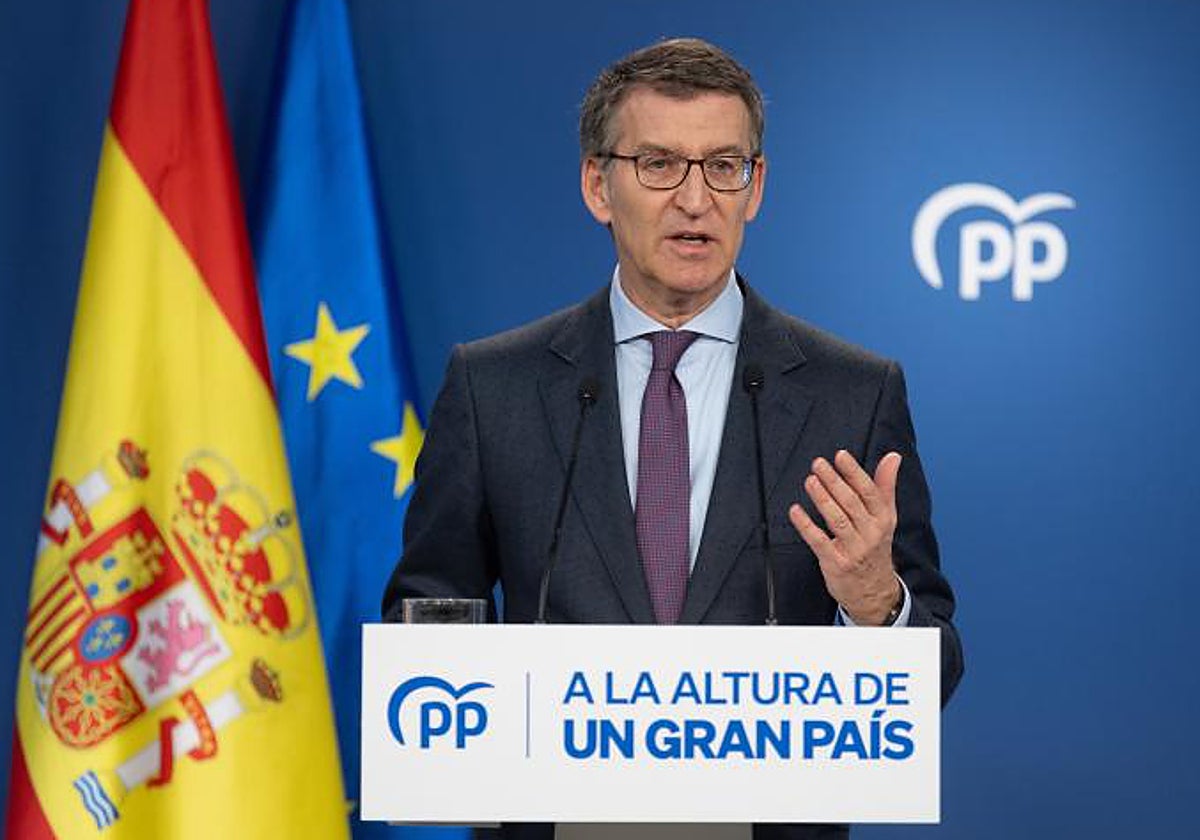 Feijóo, este miércoles en la sede del PP de la madrileña calle Génova