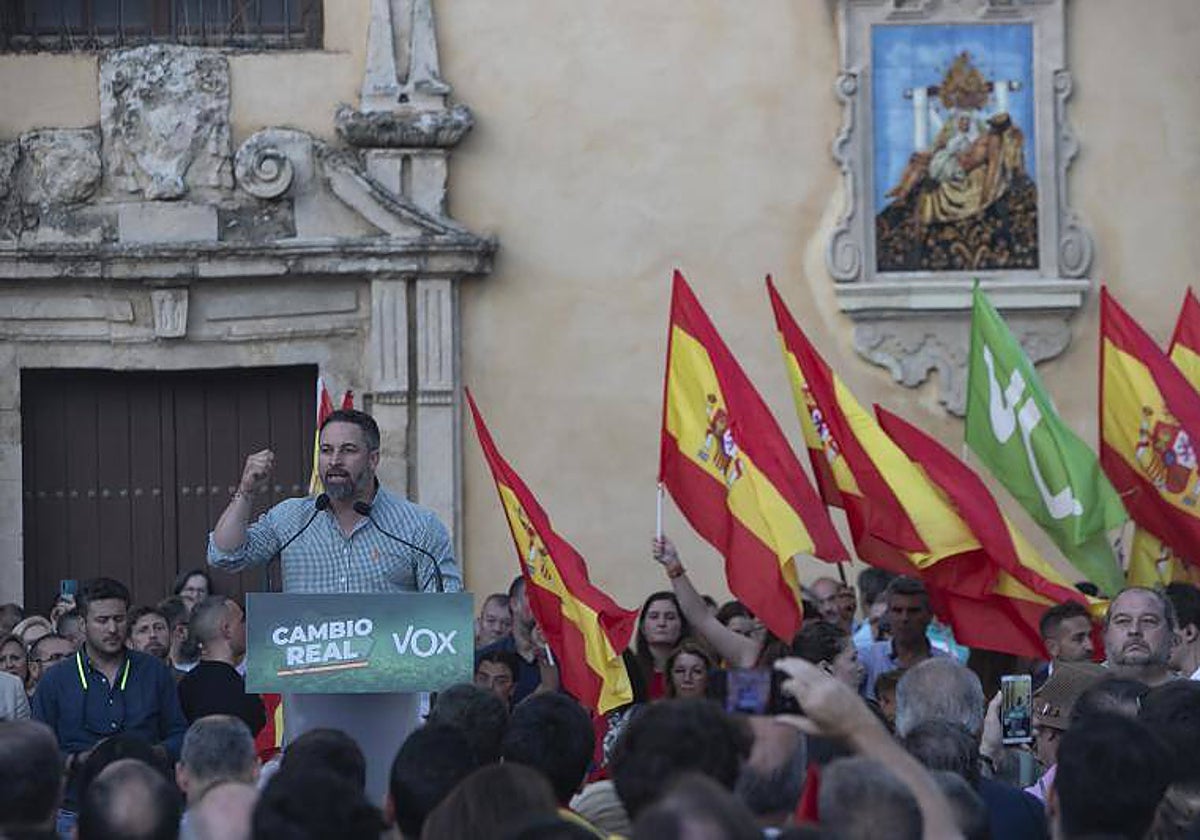 Abascal, en un mitin de Vox en la plaza de San Agustín el pasado mes de junio
