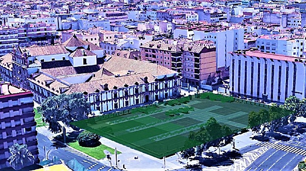 Propuesta alternativa de los vecinos con una plaza abierta ajardinada