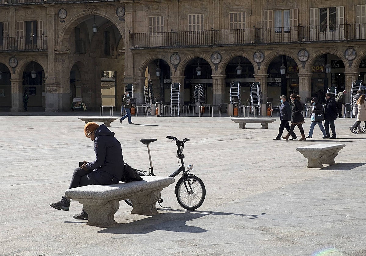 Plaza Mayor de Salamanca un día invernal pero soleado