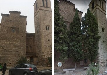 Talan los cuatro cipreses de la iglesia de Santiago del Arrabal de Toledo  dañados por 'Filomena'
