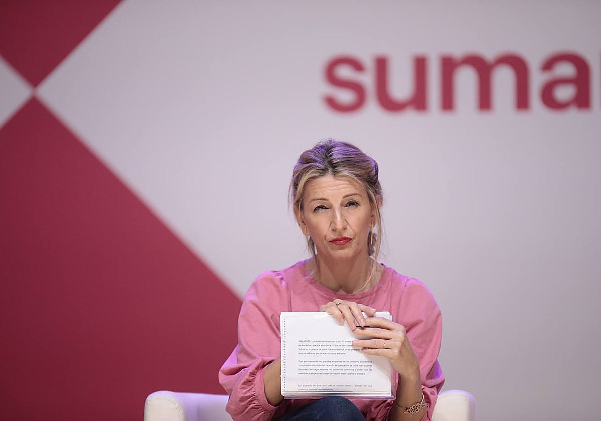 Yolanda Díaz, durante el acto de Sumar en Barcelona