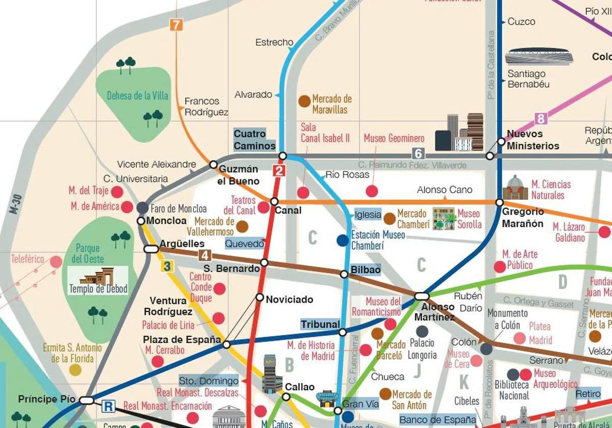 Este es el nuevo mapa del Metro de Madrid para llegar a sitios turísticos