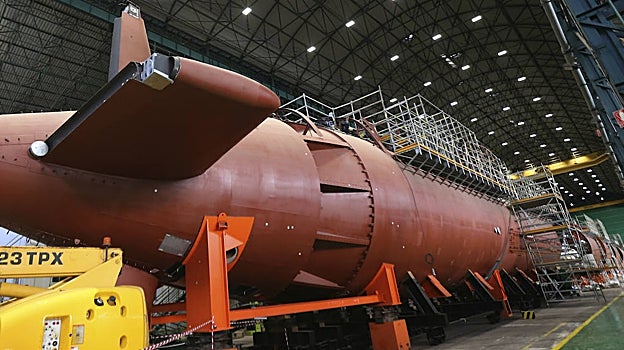 El submarino, en su fase de construcción