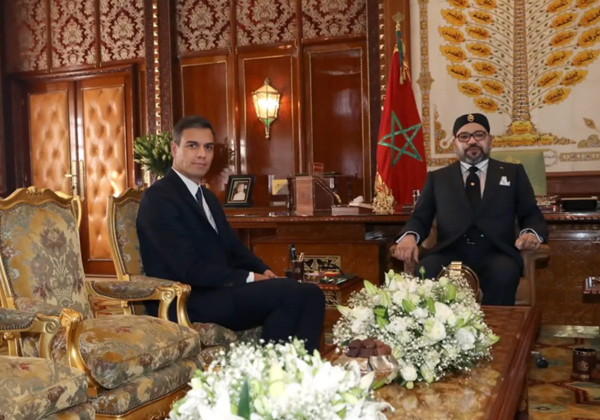 Sánchez y Mohamed VI en el palacio Real de Marruecos