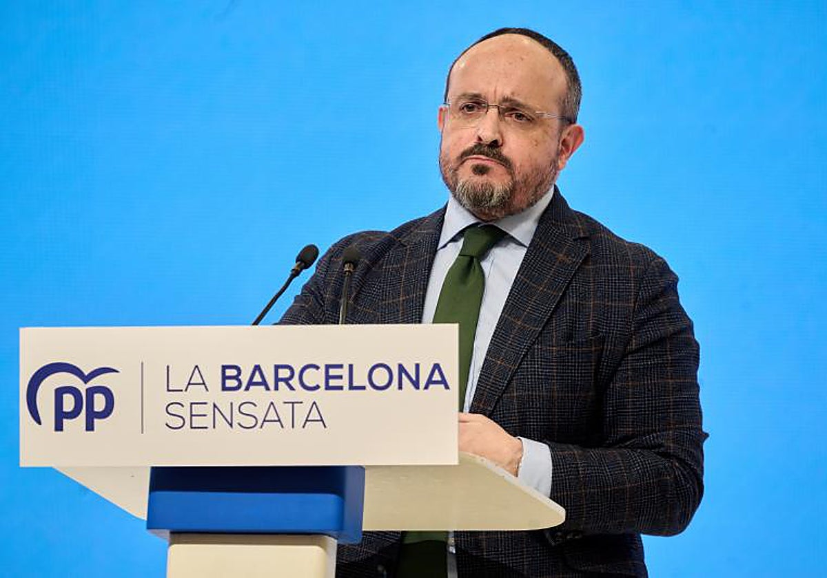 Alejandro Fernández, presidente del PP catalán, en un acto en Barcelona