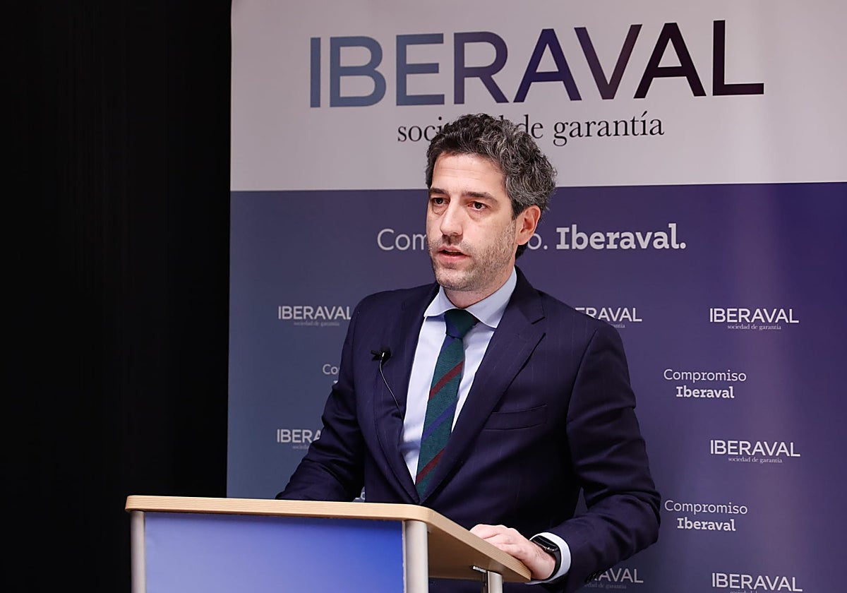 El presidente de Iberaval, César Pontvianne, durante la presentación del nuevo Plan Estratégico 2023-2025 de la sociedad de garantía