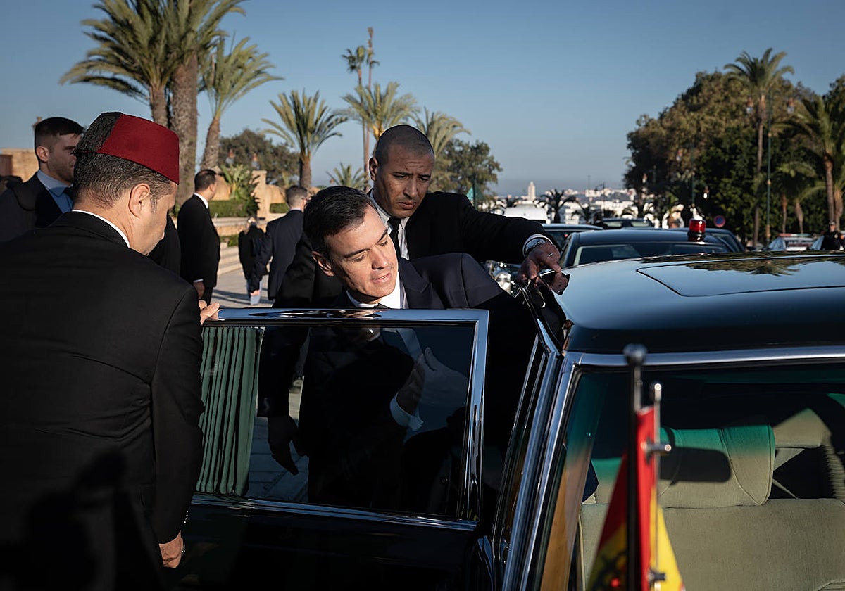 El presidente del Gobierno, Pedro Sánchez, durante su visita a Rabat